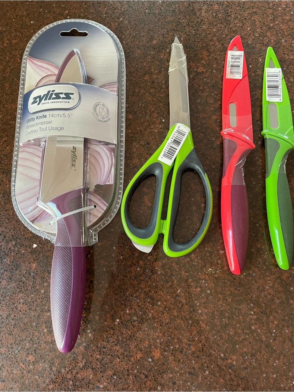 Zyliss 5.5" Utility Knife Scissor SerratedParing Knife & ParingKnife Bundle NWT